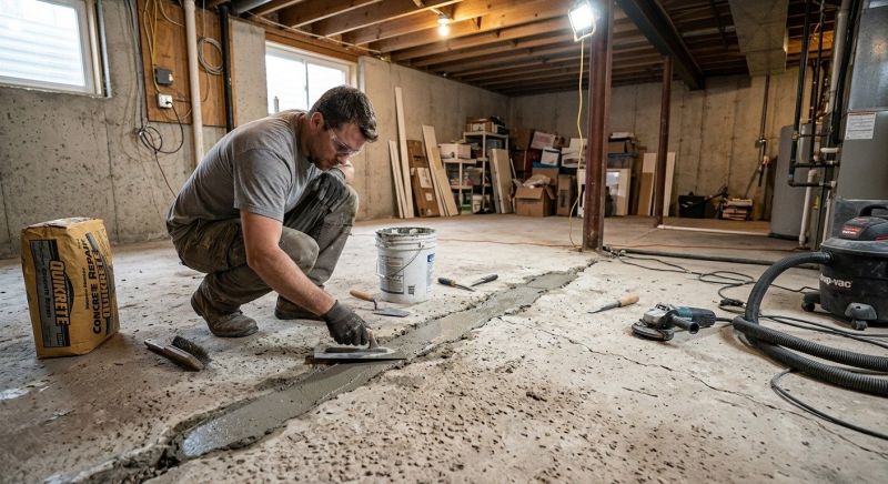 Cracked Basement Floor Repair in Yolo County, CA